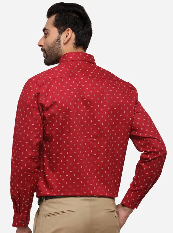 Maroon Printed Regular Fit Formal Shirt | Greenfibre