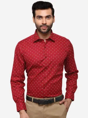 Maroon Printed Regular Fit Formal Shirt | Greenfibre