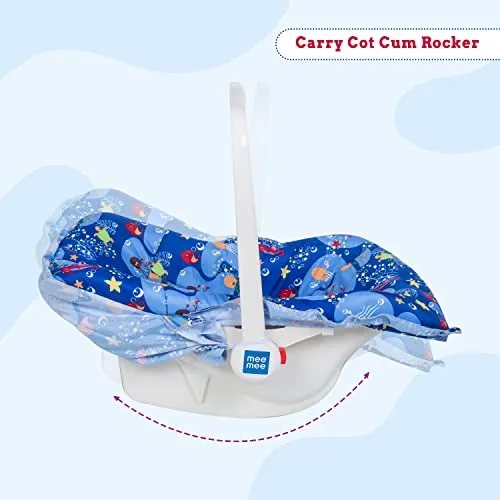 Mee Mee Cozy Baby Carry Cot & Rocking Chair with Soft Pada Cushioned, Adjustable 3-Point Safety Belt, 5 in 1 Multi Purpose Kids/Infant of 0 to 1.5 Years & Weight Capacity Upto 13 Kgs (Dark Blue)