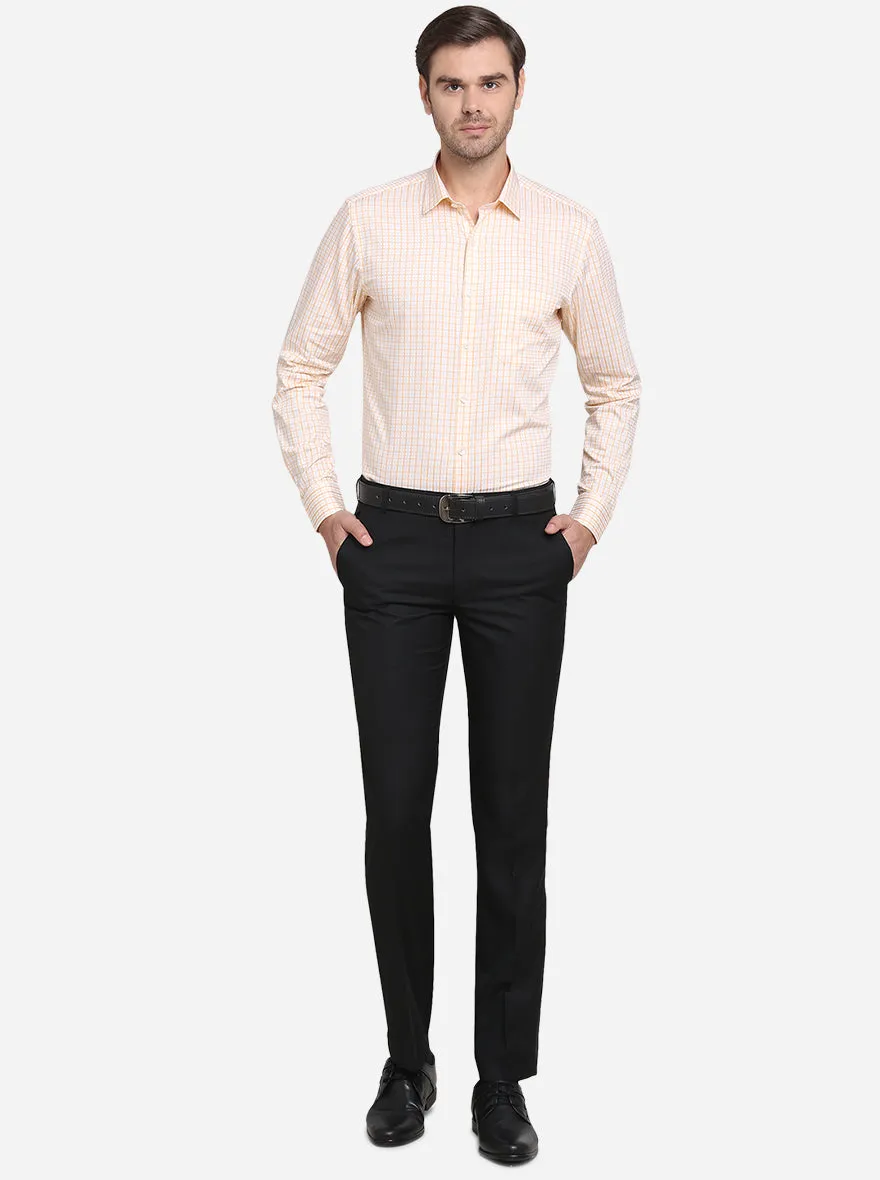 Peach Checked Slim Fit Formal Shirt  | JadeBlue