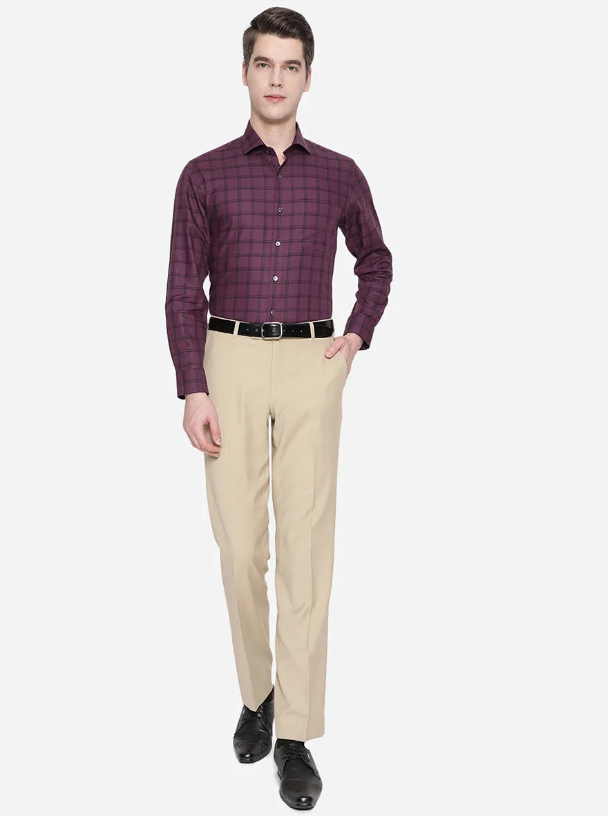 Purple & Brown Checked Slim Fit Formal Shirt | JadeBlue