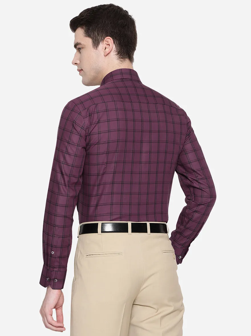 Purple & Brown Checked Slim Fit Formal Shirt | JadeBlue