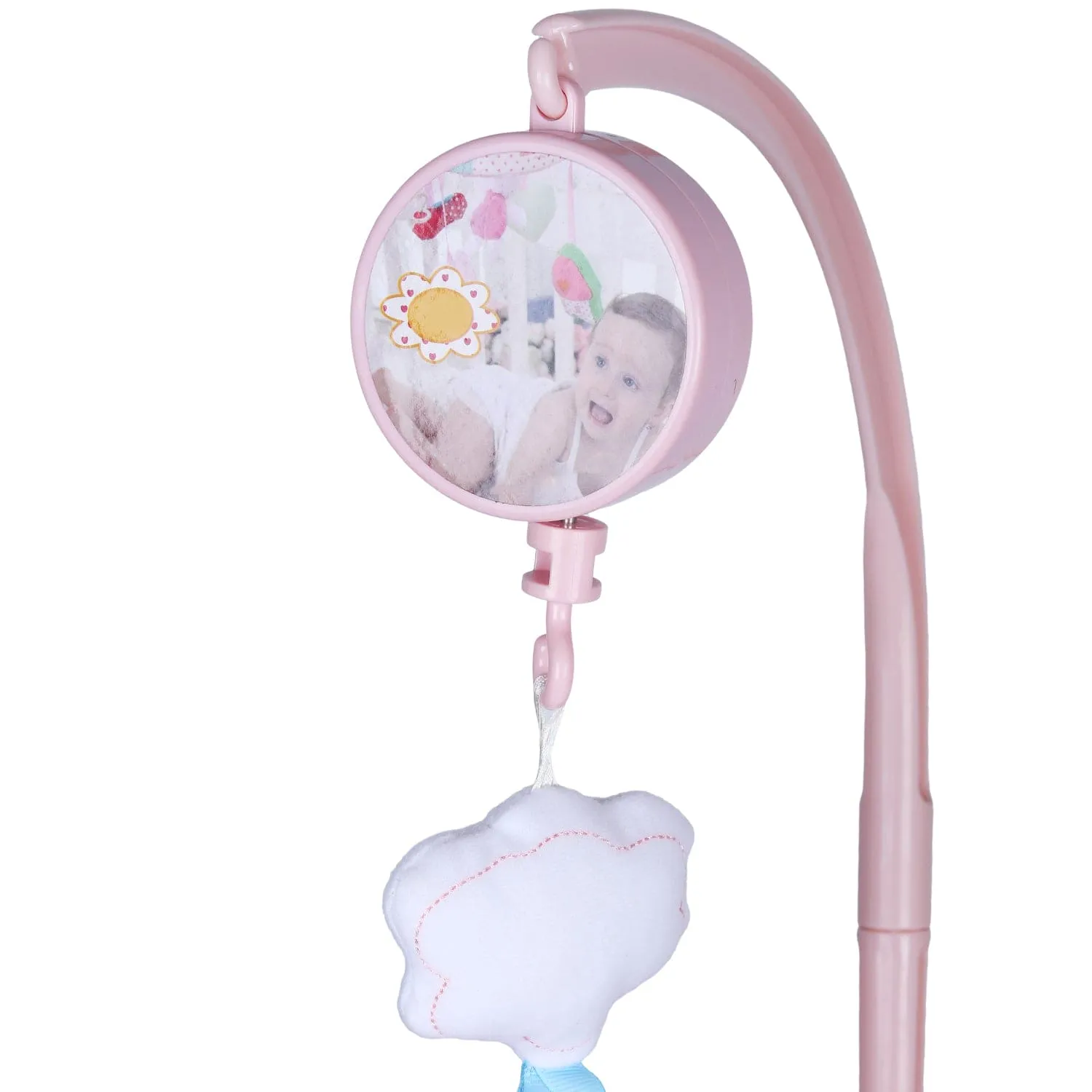 Rabbit Premium Musical Rotating Cot Mobile With Hanging Rattle Toys - Pink