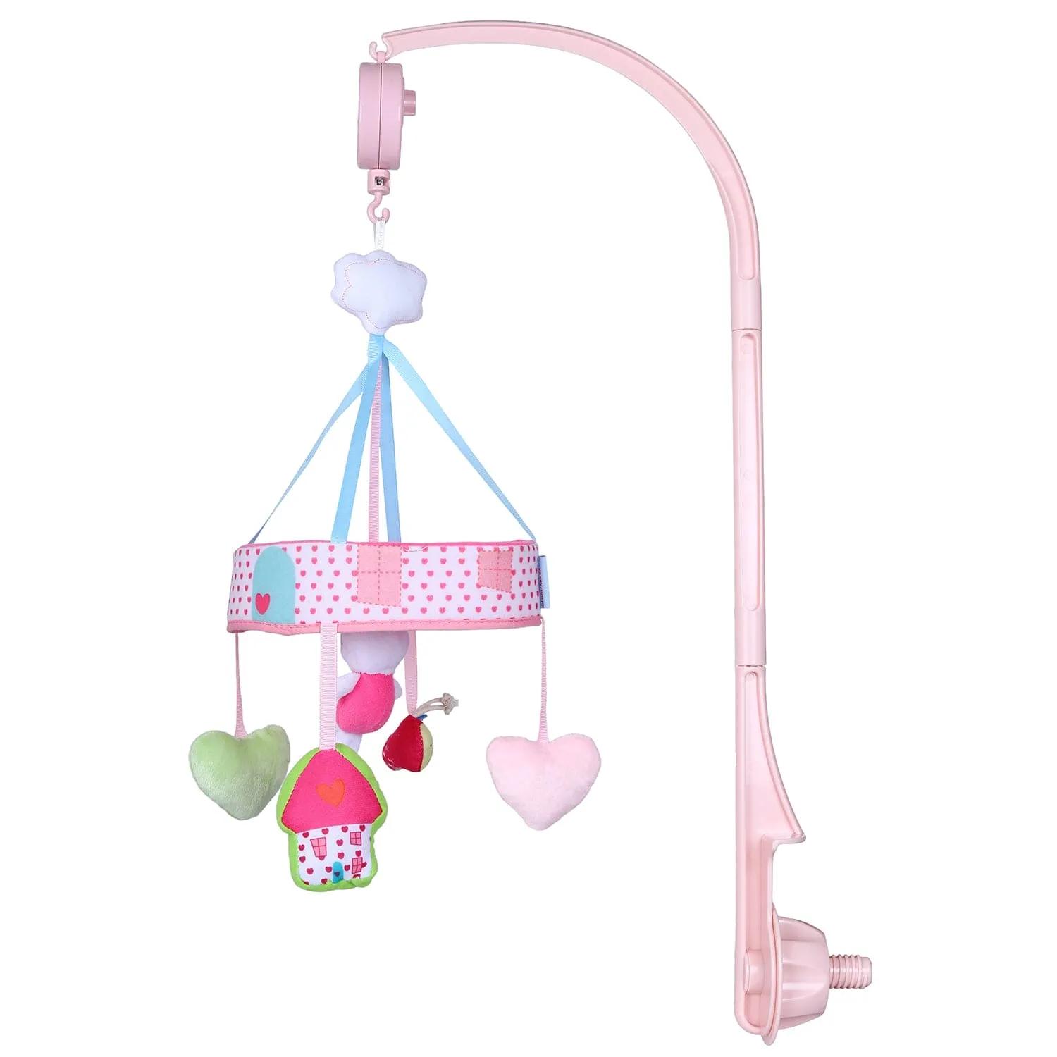 Rabbit Premium Musical Rotating Cot Mobile With Hanging Rattle Toys - Pink