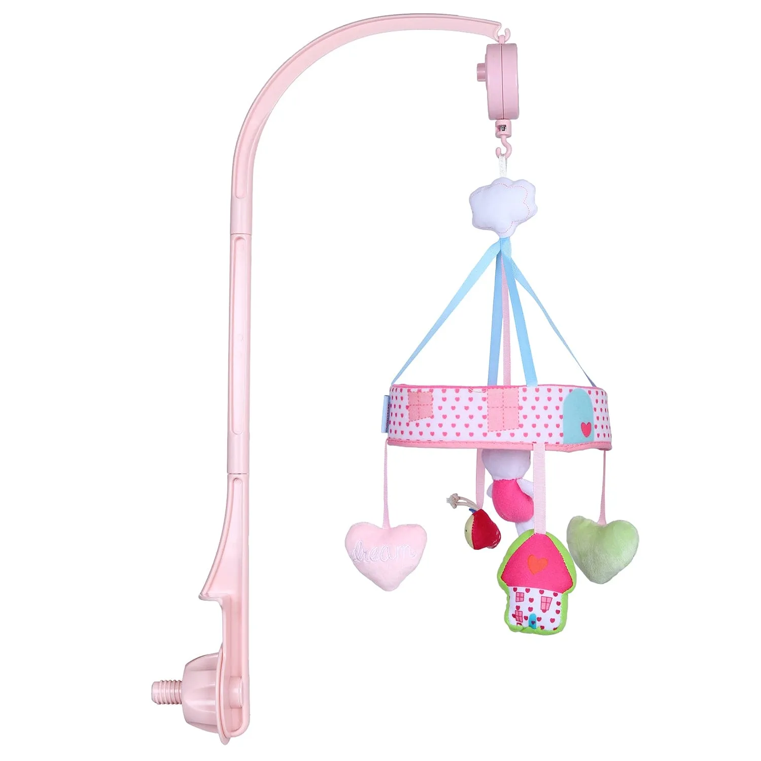 Rabbit Premium Musical Rotating Cot Mobile With Hanging Rattle Toys - Pink