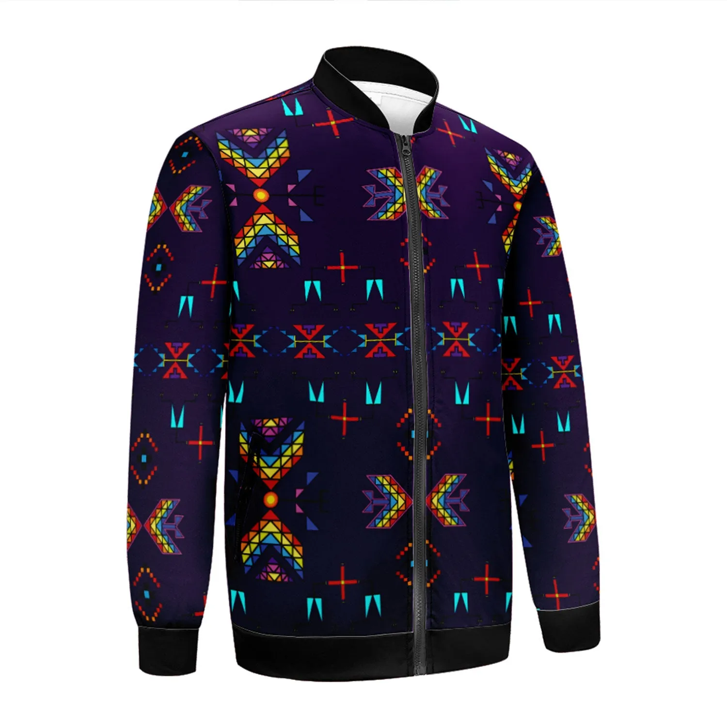 Rainy Chief Rainbow Dark Purple Zippered Collared Lightweight Jacket