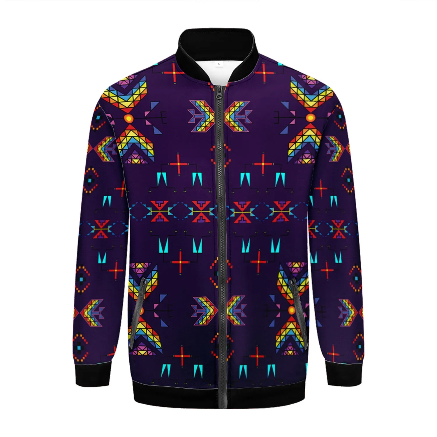 Rainy Chief Rainbow Dark Purple Zippered Collared Lightweight Jacket