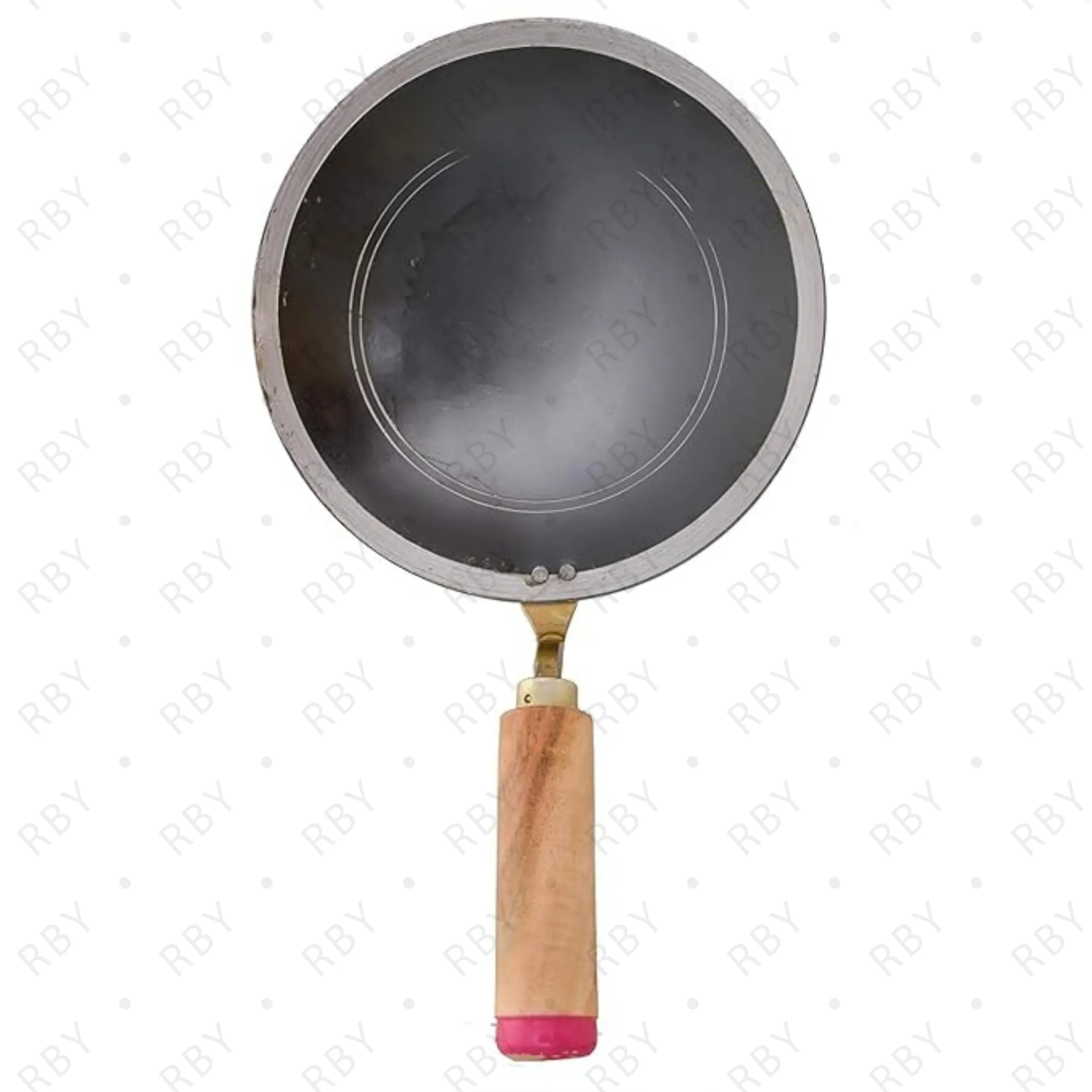 RBY Traditional Pure Iron Tawa Heavy Base for Roti/Chapati/Chapati with Wooden Handle Roti Tawa (10 Inchs)