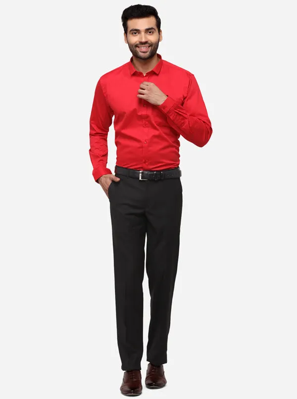 Red Solid Slim Fit Party Wear Shirt | Greenfibre