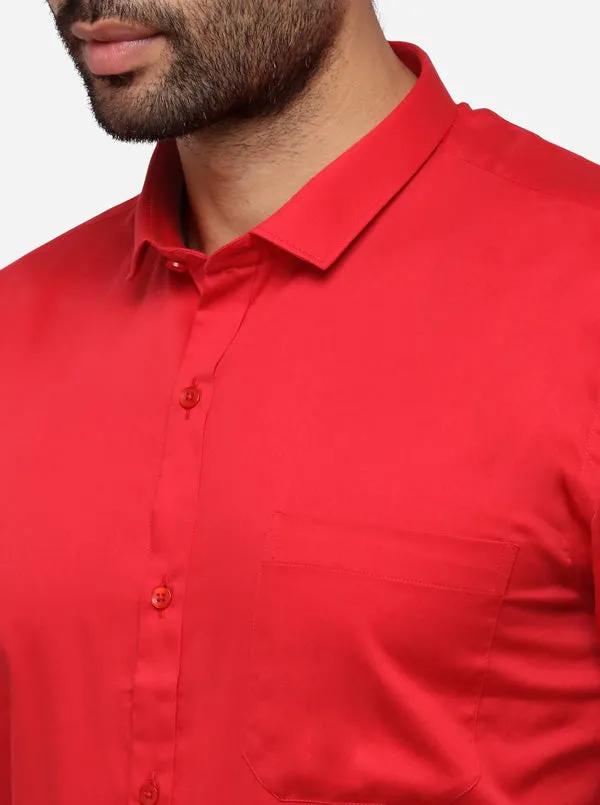 Red Solid Slim Fit Party Wear Shirt | Greenfibre