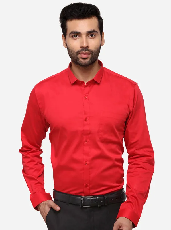 Red Solid Slim Fit Party Wear Shirt | Greenfibre