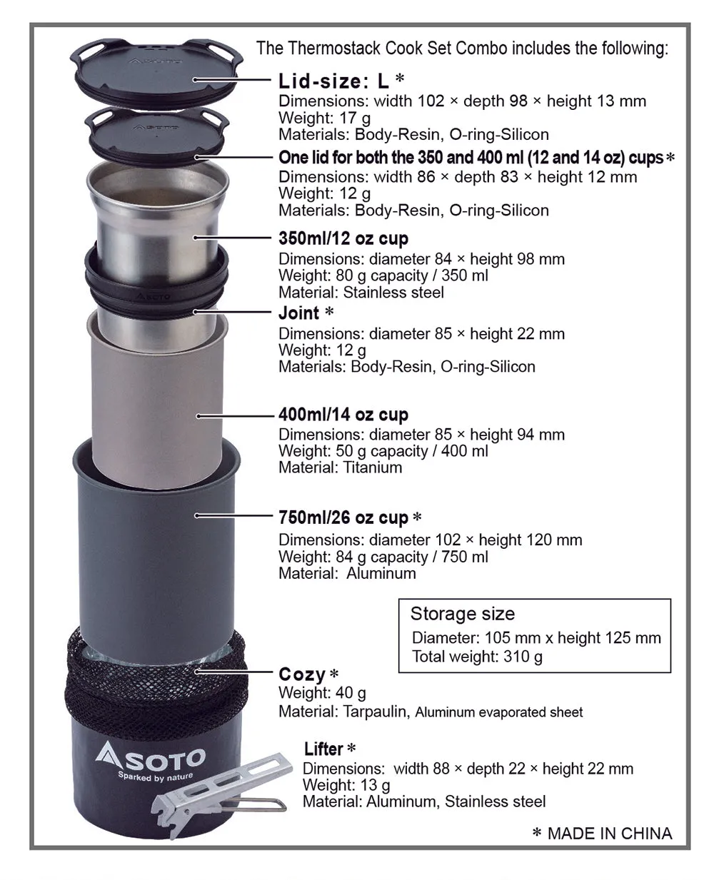 SOTO Thermostack Cook Set Combo