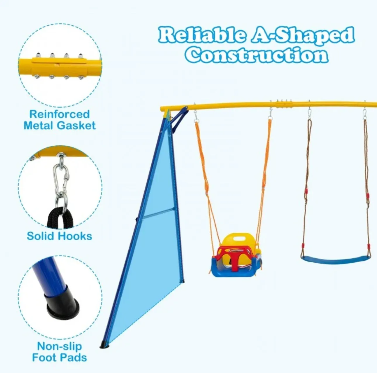 Super Fun Play Set Playground For Kids | 3 Different Swings: Belt Swing, Swing Seat, Platform Swing | Heavy Duty