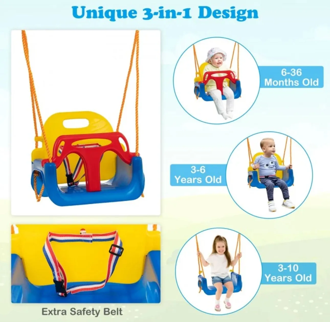 Super Fun Play Set Playground For Kids | 3 Different Swings: Belt Swing, Swing Seat, Platform Swing | Heavy Duty