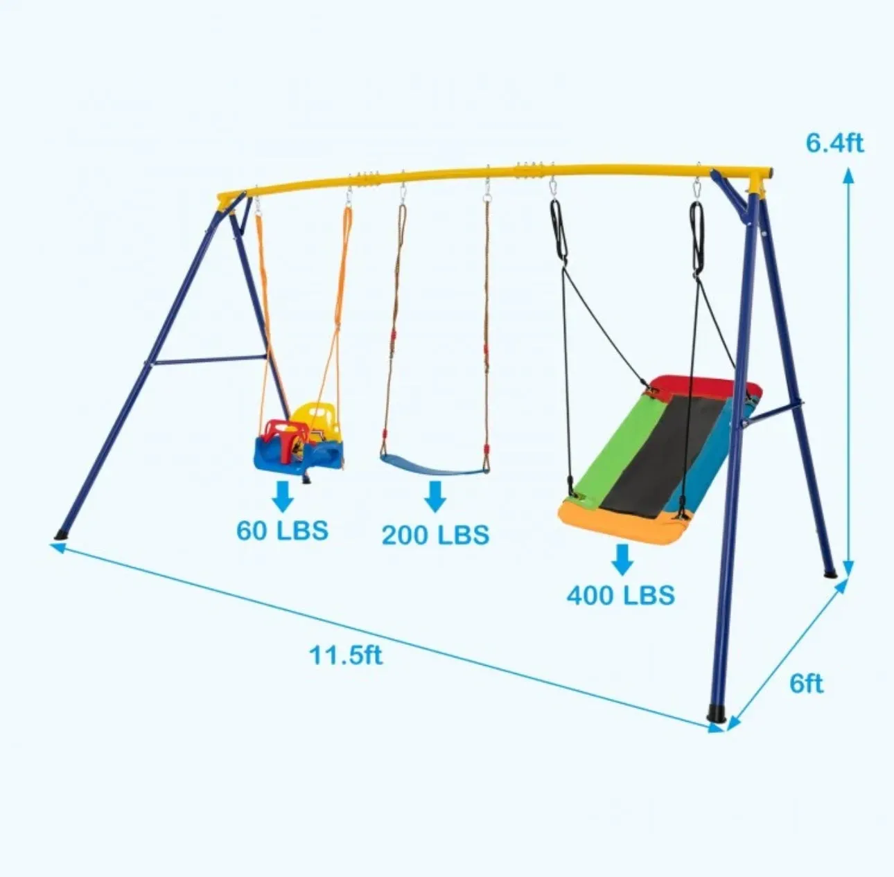 Super Fun Play Set Playground For Kids | 3 Different Swings: Belt Swing, Swing Seat, Platform Swing | Heavy Duty