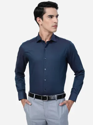 Teal Blue Solid Slim Fit Party Wear Shirt | Wyre