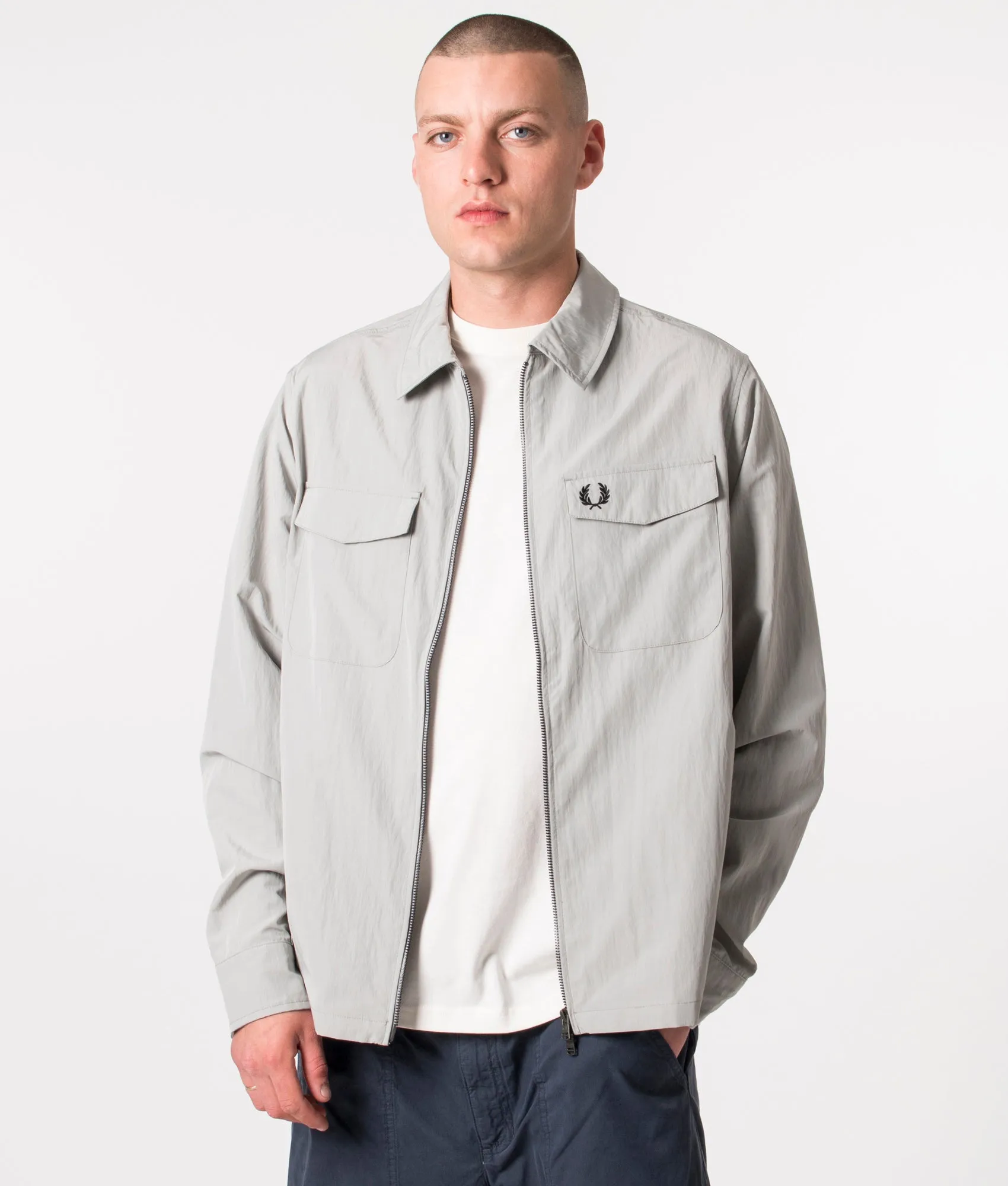 Zip Through Lightweight Textured Overshirt