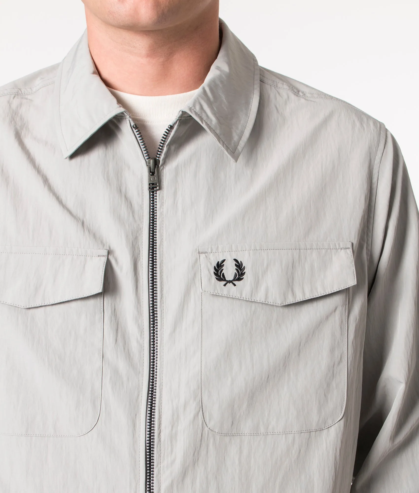 Zip Through Lightweight Textured Overshirt